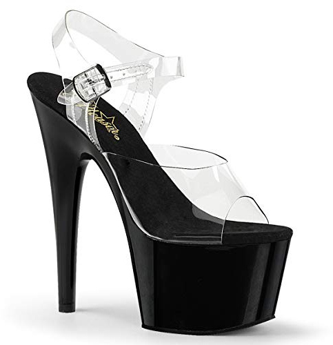 Pleaser ADORE-708, Damen Offene Sandalen, Transparent (CLR/Blk), 41 EU (8 UK)