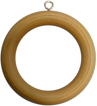 Merriway BH05767 (24 Pcs) Wooden Curtain Drapery Pole Rod Rings with Screw Eye, Inner 45mm (1.3/4 inch) Outer Diameter 64mm (2.1/2 inch) Medium Brown - Pack of 24 Pieces