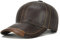 Roffatide Baseball Cap Herren Leder Baseballmütze Verstellbar Baseballkappe Schirmmütze Draussen Winter Dunkelbraun