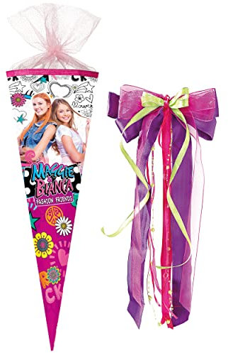 Schultüte - Maggie & Bianca Fashion Friends - 70 cm - rund - incl. große Schleife - Filzabschluß - Zuckertüte - mit/ohne Kunststoff Spitze - Nestler - S..