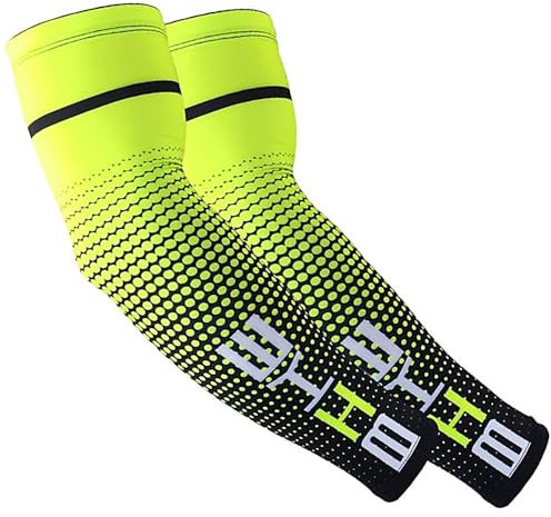 Aesy Manguitos de compresión para hombre [Anti UV + protección solar UPF 50 + Transpirables] para correr, ciclismo, voleibol [Verde - 2XL]