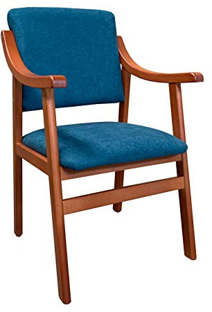 Sueña y Descansa Sillón de Madera Reforzado en Color Cerezo con Varios Tapizados (Cerezo Esmeralda)