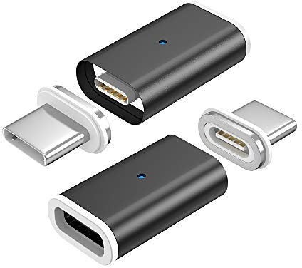 N. NETDOT 10th Génération Adaptateur Magnétique,Chargement Rapide et Transfert de Données pour USB-C Smartphones (2 Pack Noir)
