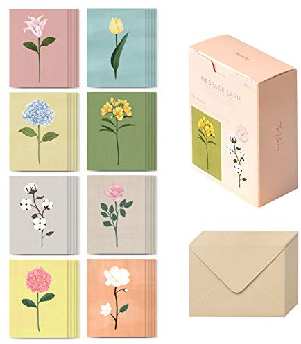 Monolike Nachrichtenkarte Die Blume - Mix 40 Karten, 20 Umschläge, emotionale und anspruchsvolle Mini-Karten