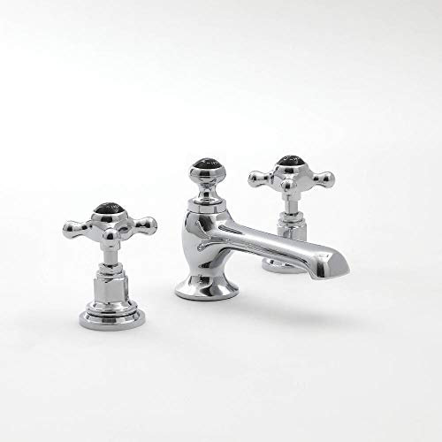 Milano Elizabeth Traditional 3 Tap-Hole Basin Mixer Tap Crosshead Handles - Chrome Black