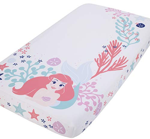 Disney The Little Mermaid Ariel Drap-Housse pour Berceau Corail, Aqua & White Photo OP Corail, Aqua, Rose, Bleu Marine