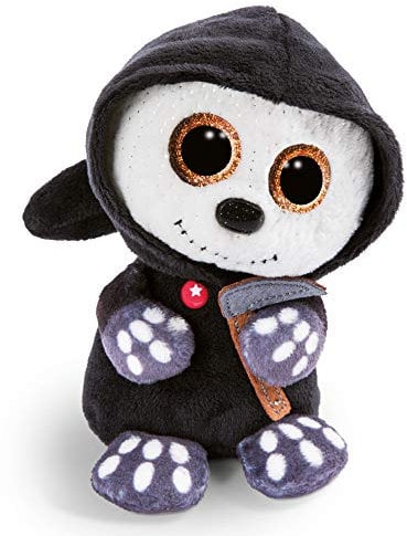 NICI Glubschis: Das Original – Glubschis Halloween Sensenmann Sanito 15 cm I Kuscheltier Sensenmann mit großen Augen I Flauschiges Plüschtier mit Glitzeraugen ab 0 Monaten I schwarz / weiß – 46305