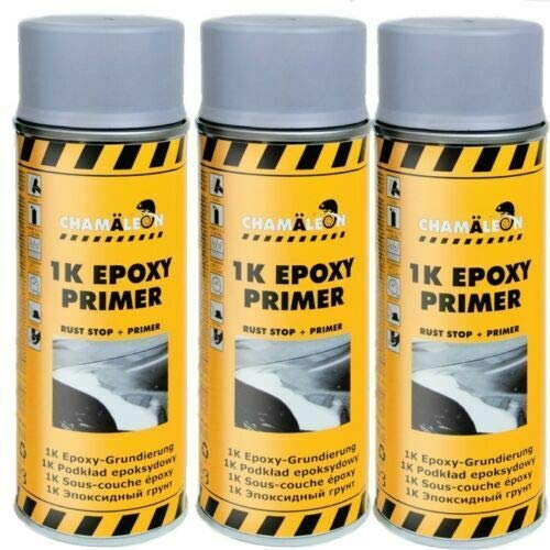Chameleon 3 x 400 ml 1K Grey Epoxy Primer Spray Corrosion Protection