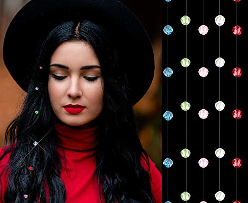 Fäden mit Strass, 30 cm, 6 Steinen Clip-In hair extension with crystal, Strähne ohne Klebstoff und ohne Kristallverlust, Kristall Strähne