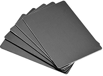sourcing map En Blanco Metal Tarjeta 100x60x1mm Anodizado Aluminio Placa para Bricolaje Impresión Grabado Negro 5 Piezas