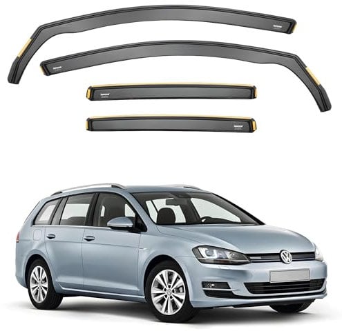 iSpeed Wind Deflectors For Volkswagen VW Golf mk7 Estate 2013-2019 5 Door - Keep Your Car Ventilated in Rain - Reduce Wind Turbulence - Tinted In-Channel Type