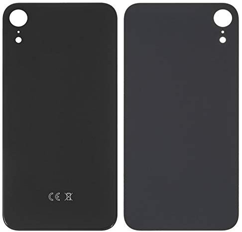 Cover posteriore per batteria, parti di ricambio compatibile con iPhone XR, (nero, non è necessario rimuovere il vetro della fotocamera, foro grande)
