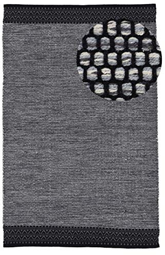 carpetfine Flachgewebeteppich Kelim Mia Grau 140x200 cm | Moderner Teppich für Wohnzimmer und Küche