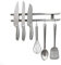 Rack de Couteau Magnétique Argenté Avec 5 Accessoires á Crochet Pour la Cuisine, la Maison, Le Garage, Le Bureau et Le Hangar
