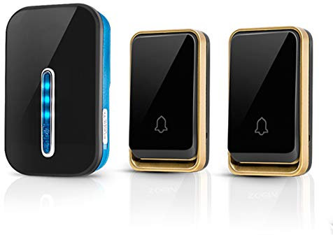 Wireless Doorbell, 500 Ft / 150 M Long Range Waterproof Door Bells with 1 Receiver 2 Push Button, LED Flash, 4 Levels Volume Silent Mode, 51 Melodies