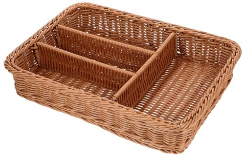Luxshiny Geflochtener Rattan Korb, Rechteckig, Braun, für Hotel, Küche, Make-Up, leicht, 1 PC