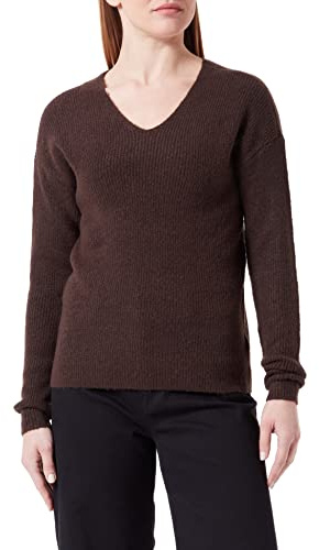 ONLY Women's ONLCAMILLA V-Neck L/S KNT NOOS Pullover, Mulch/Detail: Melange, S