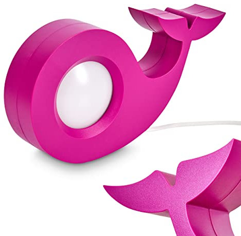 HOFSTEIN LED Tischlampe Rougemont, bunte Tischleuchte aus Kunststoff für das Kinderzimmer, 1 x LED 5,4 Watt, 640 Lumen, 3000 Kelvin, Wal als Nachttischlampe mit An-/Ausschalter am Kabel