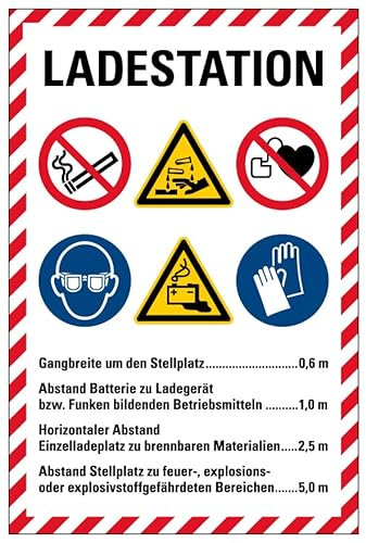 Aufkleber Sicherheits Hinweis Sicherheitsaushang Schild Folie selbstklebend | Variante wählbar 20x30cm Made in Germany, Größe: Ladestation