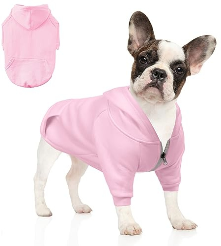 meioro Sweats à Capuche pour Chiens Sweatshirt Coton Manteau de Veste Manteau Jumpsuit Costume Vêtements pour Chien avec Poches Convient aux Animaux de Petite et Moyenne Taille (Medium, Rose)