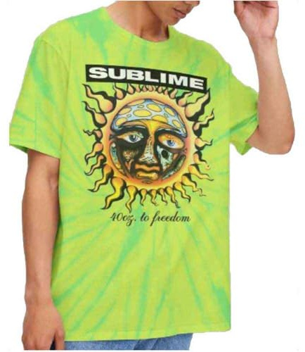 Sublime T Shirt 40oz to Freedom Band Logo Official Unisex Dip Dye Green