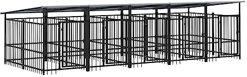 vidaXL Outdoor Hundezwinger Dach Stahl 9,38m² Hundekäfig Hundehütte Hundehaus