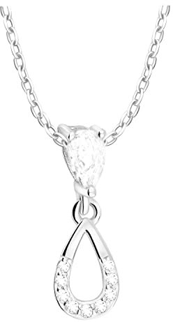 Sofia Milani - Damen Halskette 925 Silber - mit Zirkonia Steinen - Ovaler Anhänger - N0574