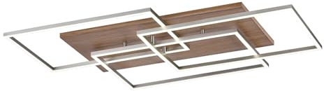 Paul Neuhaus LED-Deckenleuchte, aus natürlichem Holz, 4680 Lumen, dimmbar, mit Fernbedienung