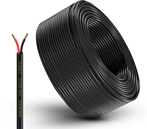 Fahrzeugleitung Anhängerkabel Rund oder Flach Kabel rot/schwarz 2X 0,75 1,0 1,5 mm² 2-adrig 6-24 Volt KFZ Auto (Rundkabel 1,5 mm², 50 Meter)