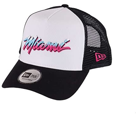 New Era Miami Heat NBA Vice Collection Colour Block White Black Adjustable Trucker Cap - One-Size