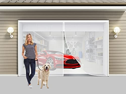Magnetic Thermal Insulated Door Curtain, 50 x 50 cm Patio Curtain Insect Mesh, Shuts Automatically Patio Insect Door Screen for Patio Door, Sliding Door, Double Door, French Door, White