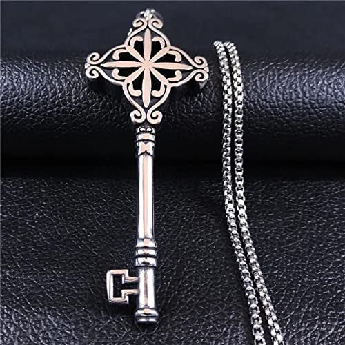 Halskette mit Anhänger Schlüssel-Charm-Halskette für Damen und Herren silberfarben während Halskette Schmuck Schmuck Damen Schmuck Geburtstagsgeschenke für Damen Herren