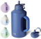BOTTLE BOTTLE Isolierte Wasserflasche mit Strohhalm und doppeltem Deckel, Sport-Edelstahl-Wasserflasche für Herren, mit Griff, Vakuum aus Edelstahl, für Workout, Fitnessstudio, Fußball und Sport