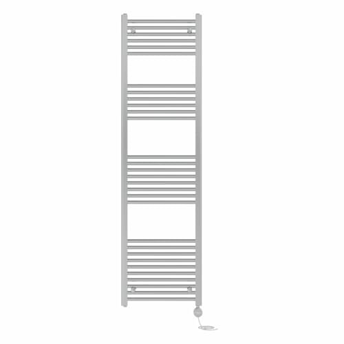 NRG Prefilled Straight Electric Heated Towel Rail Radiator Chrome Thermostatic Bathroom Warmer with Touch Screen Display 1800x500mm - 800W