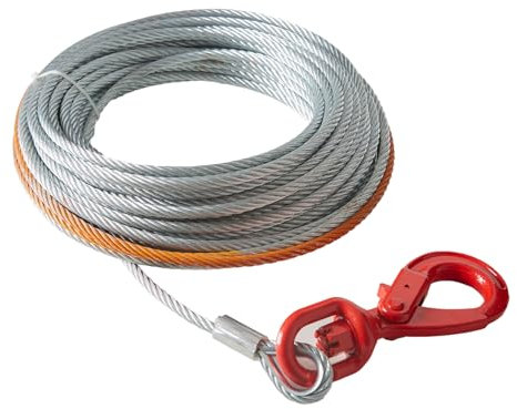 VEVOR Cuerda de Cabrestante 9,5 mm x 22,9 m Cable Sintético Resistencia a la Rotura 67,6 kN con Funda Protectora, Gancho de Cabrestante Forjado, Correa de Tracción para ATV, UTV, Vehículo, Camioneta