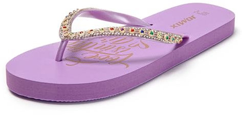 JOMIX Infradito Donna Estive con Gioielli Ciabatte Gomma Strass Ragazza Piscina Leggere Comode Spiaggia Mare Casa SD9321 Viola, 36