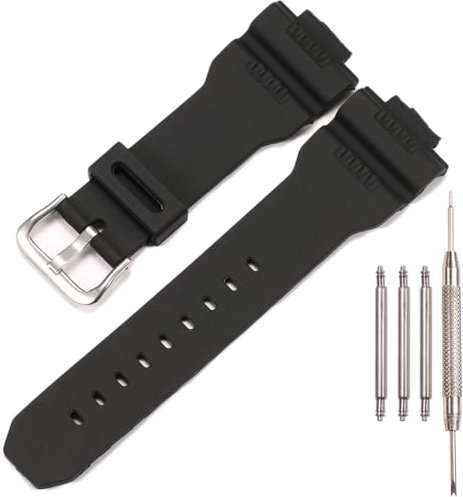 Uhrenarmband aus Kunstharz, kompatibel mit Casio GW-7900 G-7900, Herren-Sportarmband, wasserdicht, schwarzes Gummi-Ersatzarmband
