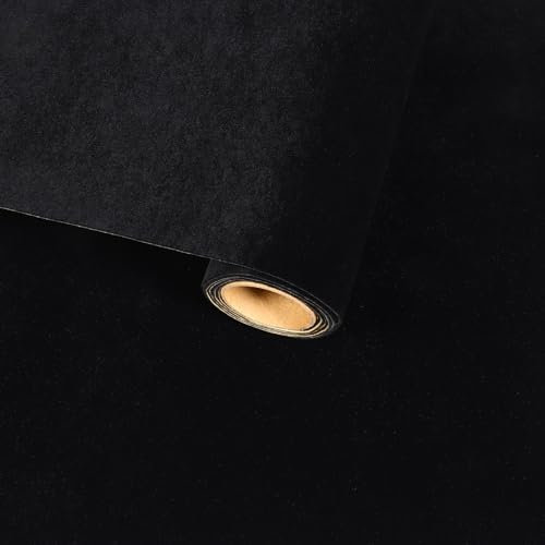 VaryFloral Self Adhesive Wallpaper 30cmx300cm Velvet Fabric Wallpaper Black Lining Paper Thickened Vintage Contact Paper Soft Velvet Flocking Liner Jewelry Box Vinyl Wrap for Bedroom Dresser