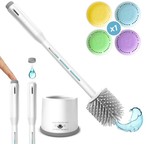 Escobilla de Baño con Dispensador de Jabón Recargable - Escobilla WC - Piacaba casa de banho - Escobilla de Silicona - Escobillero baño (Ambientador Perfumado)