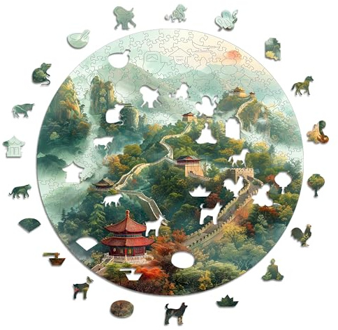 Iconic Puzzles - Chinese Wall, 100% nachhaltiges Holzpuzzle, Geschenke für Kinder und Erwachsene, Größe S, 200 Teile