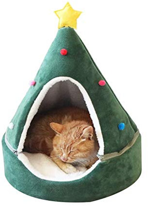 Tienda para Mascotas Cueva para Gatos Tienda para Gatos, Tienda para Gatos Cama Cueva Árbol de Navidad Cama para Casa para Gatos Cómoda Cama Triangular para Gatos Casa para (Verde)