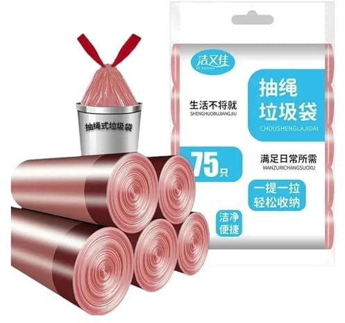 Garbage bagRope-Drawing Garbage Bag Household Thickening Plus Size 50 * 60 Kitchen Automatic Closing Portable-D