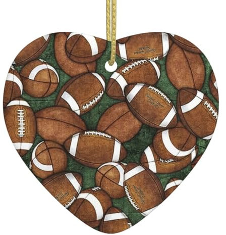 Keramik-Weihnachtsbaum-Herz zum Aufhängen, Motiv: Fußball, Grün, Ornamente, Weihnachtsgeschenk, Andenken, Porzellan, Urlaub, neues Zuhause, Party