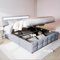 Gegtuon Polsterbett Bett 180x200, Doppelbett mit LED-Licht & Hydraulisch Stauraum Underbett, Stauraumbett Funktionsbett Jugendbett mit Kopfteil & Lattenrost für Schlafzimmer, ohne Matratze, Samt, Grau