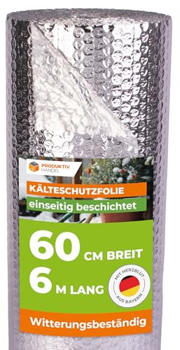 Kälteschutzfolie für Kübelpflanzen 60cm x 6m - Isolierfolie einseitig beschichtet | Winterschutz für Kübelpflanzen | Frostschutz & Wärmespeicherung