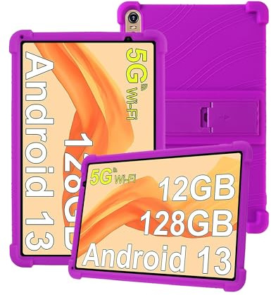 Funda de silicona para tablet SEBBE de 10 pulgadas con cobertura completa, a prueba de golpes, antiarañazos, soporte ajustable y protección de cámara, color morado