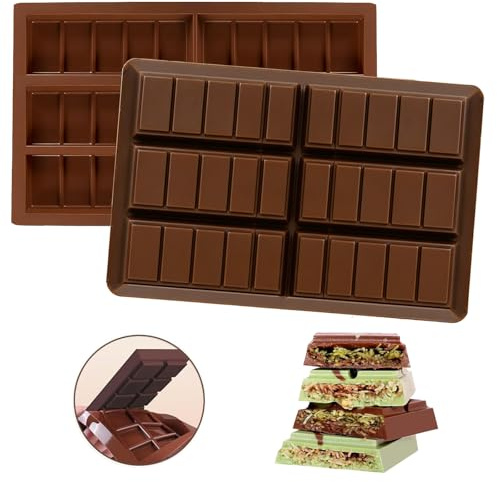 2 Pièces Moule Tablette Chocolat Dubai,Moule à Chocolat en Silicone Profond Antiadhésifs Moules à Chocolat 12 Cavités pour Fabrication De Chocolats,Barres Energétiques,Gelée