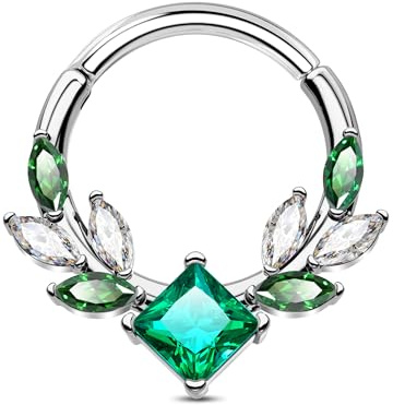 Jewseen Knorpel Ohrringe Grün Septum Ringe CZ Helix Ohrring Edelstahl Conch Ohrring Daith Piercing Schmuck für Frauen Männer