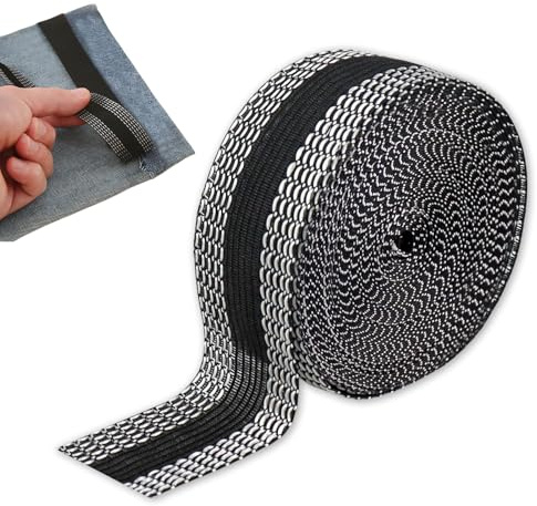 Zerquell 10M Nastro Termoadesivo per Tessuti, Nastro Adesivo con Orlo per Pantaloni, Larghezza 2,5cm, Orlo Termoadesivo, Forte Forza di adesione, per Pantaloni, Vestiti, Tessuti, Tende (Nero)