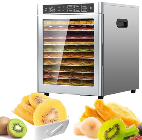 DRYIC Macchina dell'essiccatore dell'alimento dell'Acciaio Inossidabile, Macchina di Essiccazione della Carne Bovina e delle (220v 10Trays)